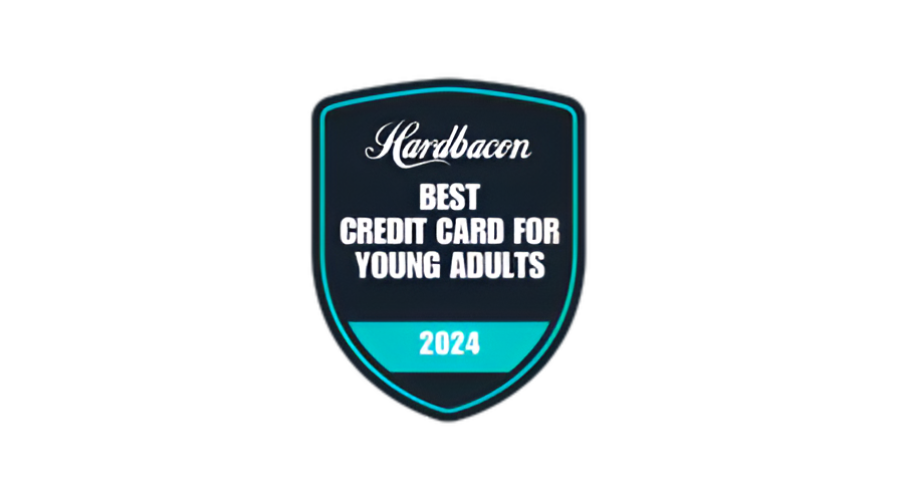 Hardbacon Best Credit Card for Young Adults 2024 badge.