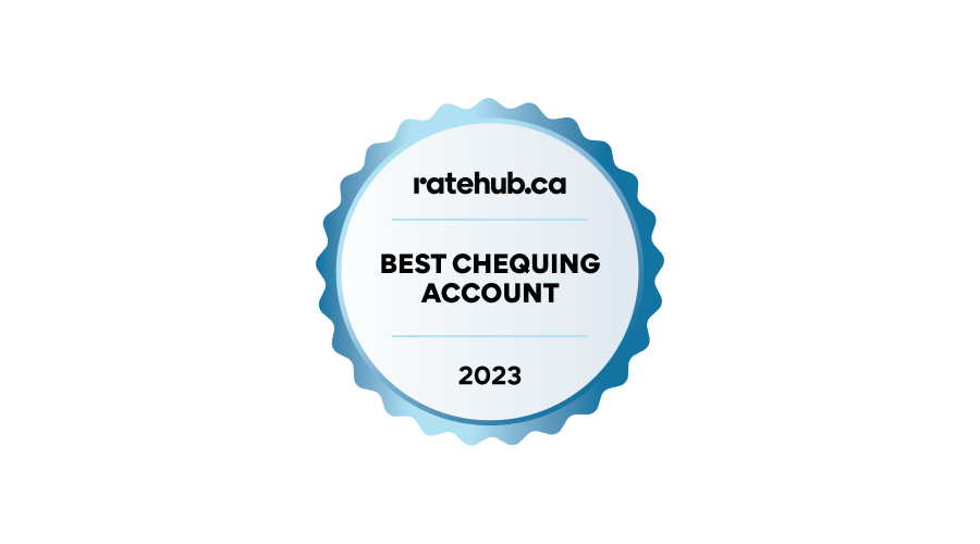 Ratehub.ca Best Chequing Account 2023 badge.
