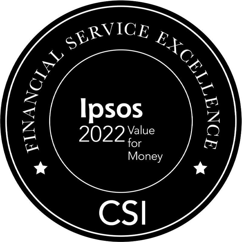 Ipsos Financial Service Excellence Awards. 2022 Value for Money badge.