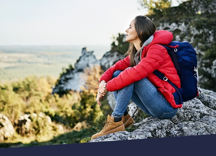 Hiker takes a break to enjoy the view